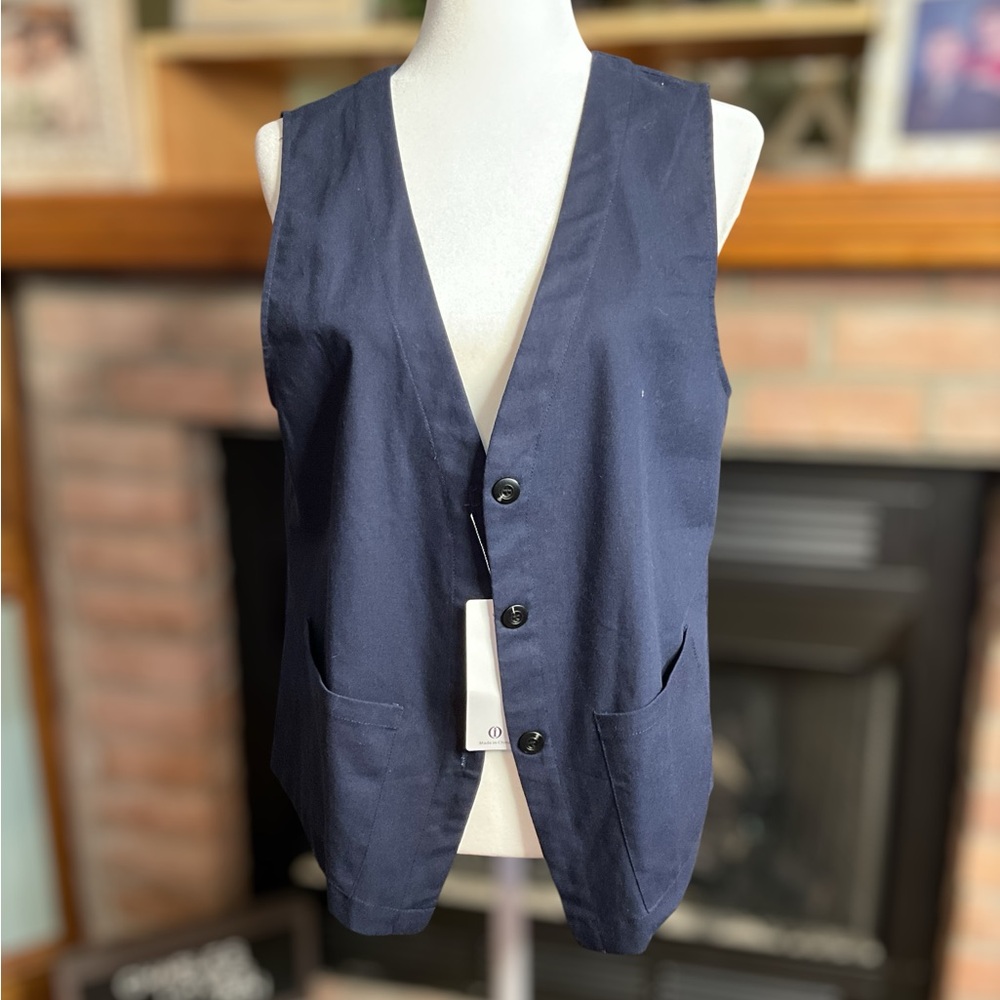 NWT, Navy Blue Button-Up Vest, Size M
